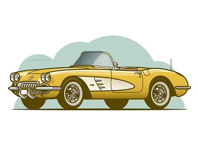 Corvette C1 (incl. 4K wallpaper) affinity auto car design flat illustration oldtimer race stroke vector vehicle vehicular vintage