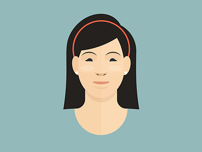 Asian female character head design face flat girl illustration portrait vector woman