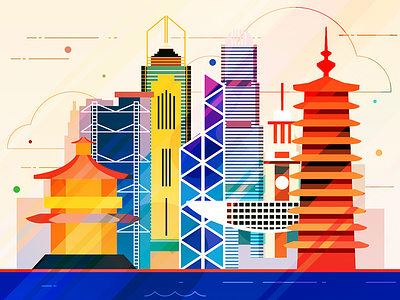 Hong Kong - infographic element building capital china city house illustration metropolis sight skyline skyscraper
