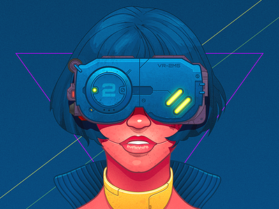 Cyberpunk girl - infographic element 2077 affinity android anime character cyber cyborg glasses illustration portrait punk robot sci fi woman