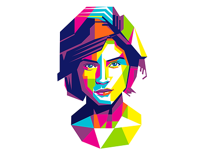 Geometric head #1 - infographic element character face girl illustration pop art portrait shape vector vivid woman wpap