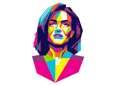 Geometric head #2 - Sheryl Sandberg - infographic element character face girl illustration pop art portrait shape vector vivid woman wpap