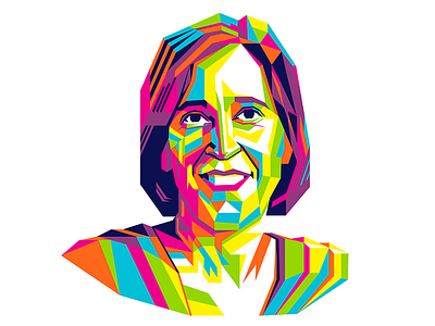 Geometric head #4 - Susan Wojcicki - infographic element character face girl illustration pop art portrait shape vector vivid woman wpap