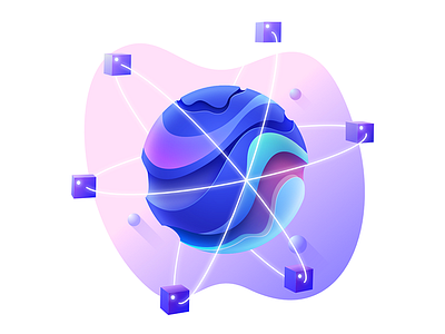 Icon illustration #1 abstract affinity bitcoin blockchain cryptocurrency cube design globe gradient network server sphere