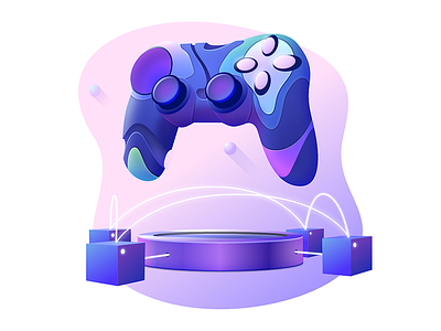 Icon illustration #3 abstract bitcoin blockchain controller cryptocurrency design game gradient network server token vector