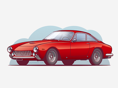Ferrari 250 Lusso (incl. 4K wallpaper) auto car design flat illustration oldtimer race stroke vector vehicle vehicular vintage