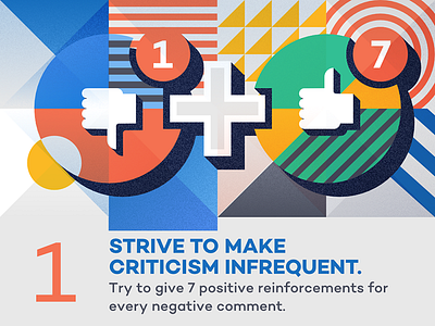 Strive to make criticism infrequent - infographic element design flat geometric geometry grain illustration like shapes