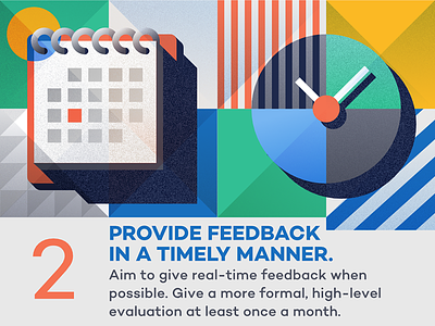 Provide feedback in a timely manner - infographic element design flat geometric geometry grain illustration like shapes