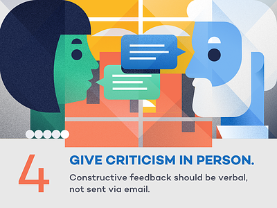 Give criticism in person - infographic element character design flat geometric geometry grain illustration like shapes