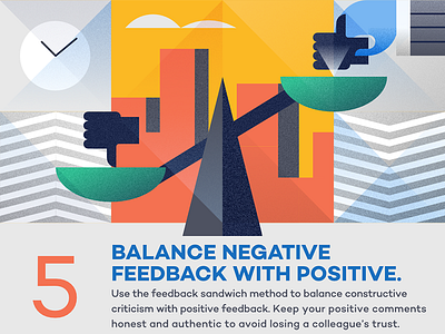 Balance negative feedback with positive - infographic element affinity character design flat geometric geometry grain illustration like shapes