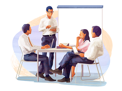Business team meeting affinity character illustration people texture vector
