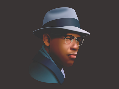 Malcolm X - infographic element character design face film head illustration male man movie portrait vector
