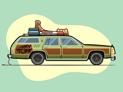 Ford Truckster from National Lampoon's Vacation affinity car comedy design estate film flat illustration road street stroke trip vehicle wagon