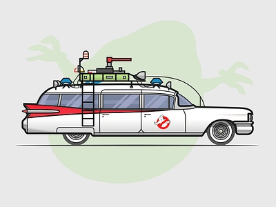 The Ecto-1 from Ghostbusters affinity ambulance car comedy design flat ghost film illustration road street stroke vehicle