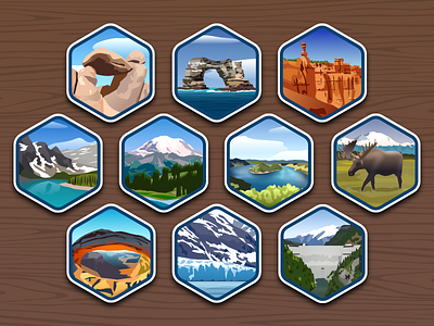 Top 40 National Parks icons #11-20 - infographic elements design forest gradient icon illustration landscape mountain scenery vector