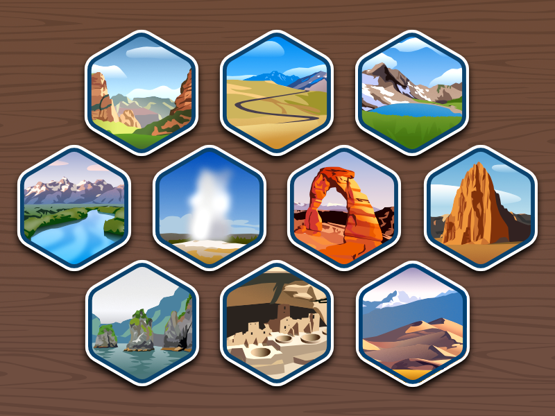 Top 40 National Parks icons #21-30 - infographic elements by Csaba