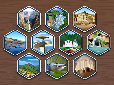 Top 40 National Parks icons #31-40 - infographic elements design forest gradient icon illustration landscape mountain scenery vector
