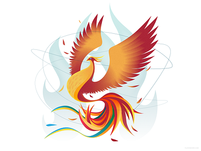 Phoenix rising affinity bird character design feather fire flame illustration vector wing