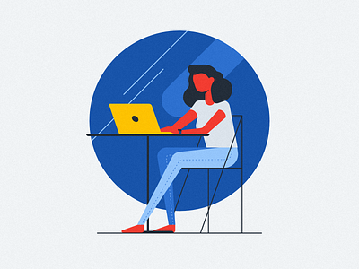 Woman sitting in a Cafe affinity chair character computer design flat illustration laptop line portrait table vector working
