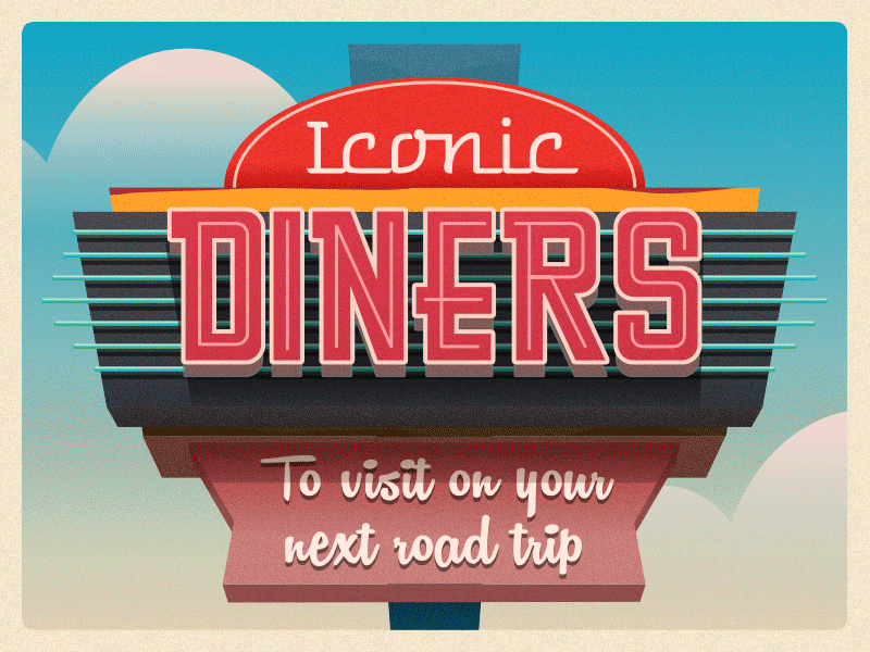 Roadside Diners - infographic elements 50s affinity building car design dinor eat food house illustration meal restaurant road street vector