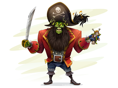 LeChuck, the zombie pirate adventure affinity cartoon character comic design dos game guybrush illustration island monkey nft pirate stroke threepwood vector video