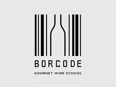 Borcode logo barcode bor code gourmet logo mono school vector wine