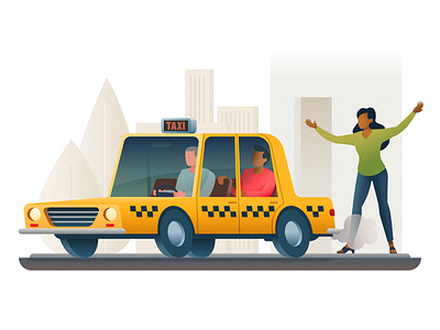Leave behind affinity cab car character city design illustration man taxi vector vehicle vehicular woman