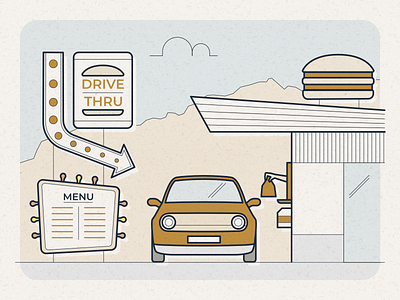 Drive-Thru - infographic header affinity car design fast food hamburger illustration meal restaurant road stroke vector vehicle