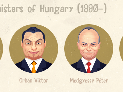 Prime ministers of Hungary since 1990 caricature cartoon infographics minister pen prime texture tool vector
