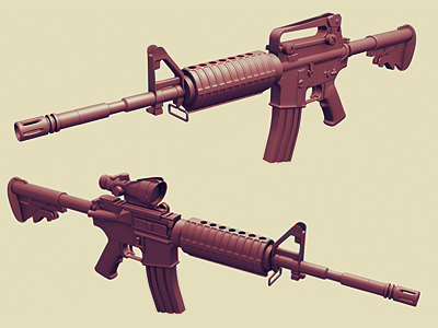 M4 rifle 3d carbine gun m4 machine mesh object polygon render rifle texture weapon
