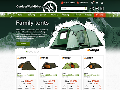 Outdoor World Direct e-commerce site redesign bag buy design equipment gear outdoor redesign shop sleeping tent trip webdesign webshop website world