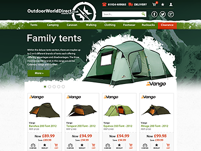 Outdoor World Direct e-commerce site redesign