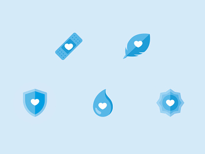 Healthcare icons blue care health heart icons