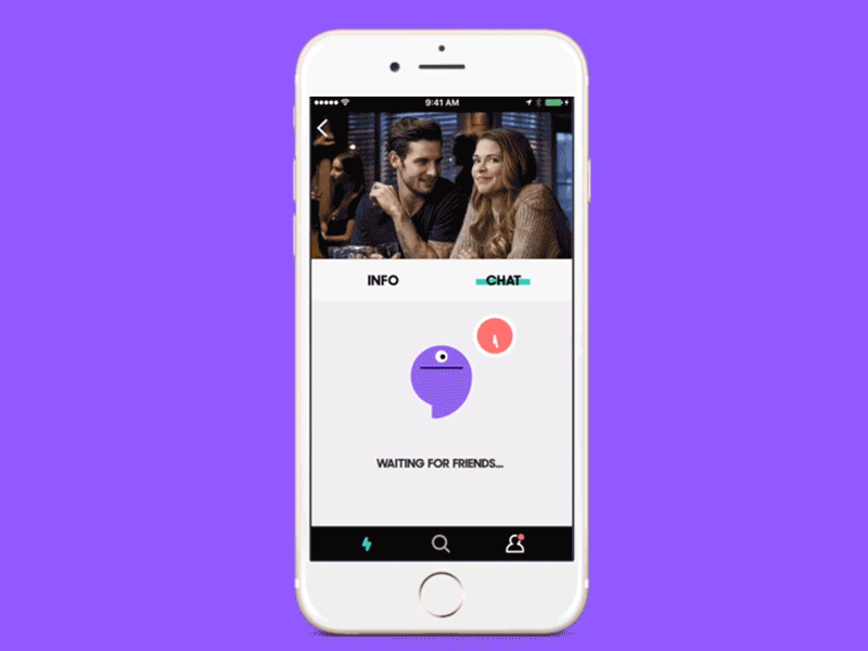Go90 - Chat - Waiting for Friends ae afterfx animation art direction design material design mobile ui ux