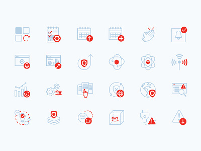 Icon set for IT security app brand branding cloud app cloud hosting design flat icon icons identity illustration illustrator it security logo minimal tech company tech design tech icon ui vector