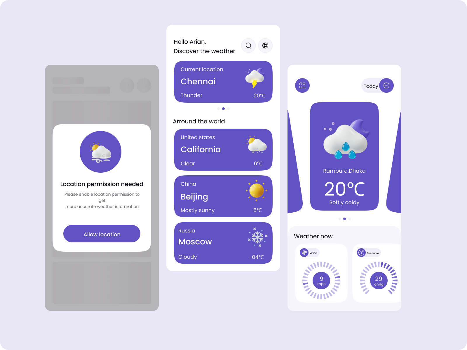 Daily UI Weather Report by swathy on Dribbble
