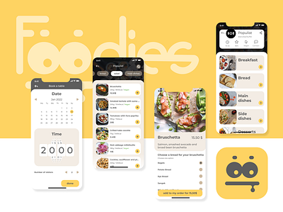 Foodies / logo & mobile app design app branding design food graphic design icon illustration just the german logo ui