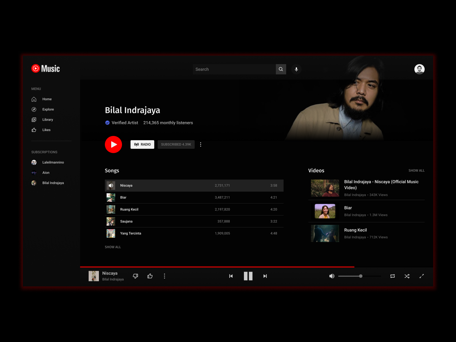 Music Player - Youtube Music by David Immanuela on Dribbble