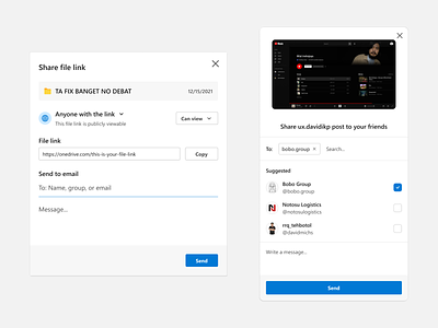 Social Share Modal - Onedrive & Instagram