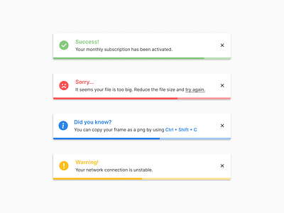 Flash Message Option B (with Progress Bar) daily ui challenge design failed flash message info success toast ui ux warning