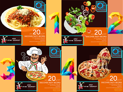 4 type of facebook square banner ads for Restaurants