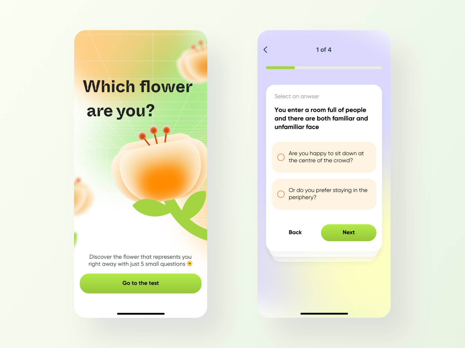 Flower Quiz App Design by cloudoris on Dribbble