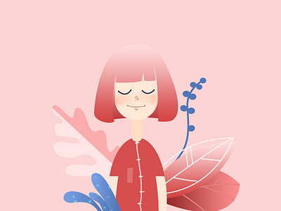 Character Illustration character cute girl illustration kawaii pink splash