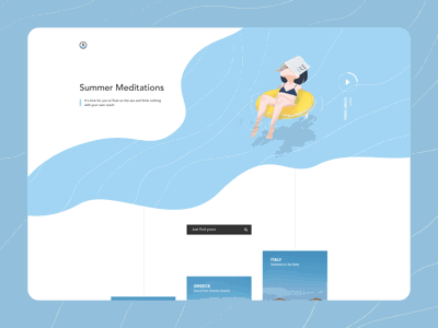 Summer Meditation Landing Page banner beautiful creator dailyui dribbble header illustration landing landingpage painting wip