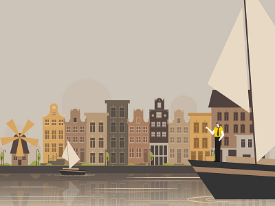 Amsterdam city amsterdam architecture boat city houses illustration reflection skyline travel vector water