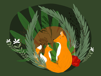 FOX Den adobe fresco forest illustration ipad vector illustration