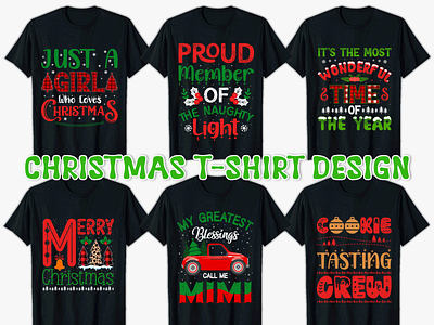 Merry Christmas T-shirt Designs 3d animation app branding christmas design graphic design icon illustration logo motion graphics t shirt typography ui ux vector vector t shirt