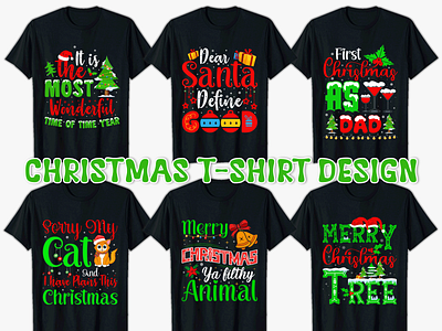 Merry Christmas T-shirt Designs animation app branding design graphic design illustration logo merry merry christmas t shirt t shirt design tshirt ui vector