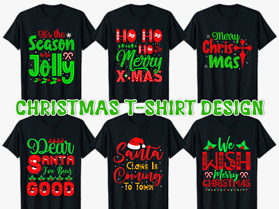 Merry Christmas T-shirt Designs animation app branding christmas t shirt design graphic design illustration merry merry christmas t shirt ui vector
