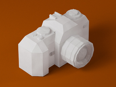 Papercraft Nikon F-301 3d camera cinema 4d illustration lowpoly nikon papercraft vray
